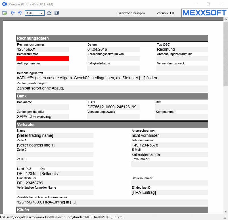 XViewer: Der E-Rechnungsbetracher / Viewer von mexXsoft